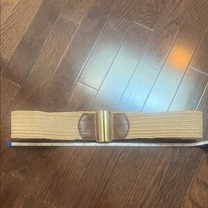 BR Tan Woven Belt with Gold Buckle clasp